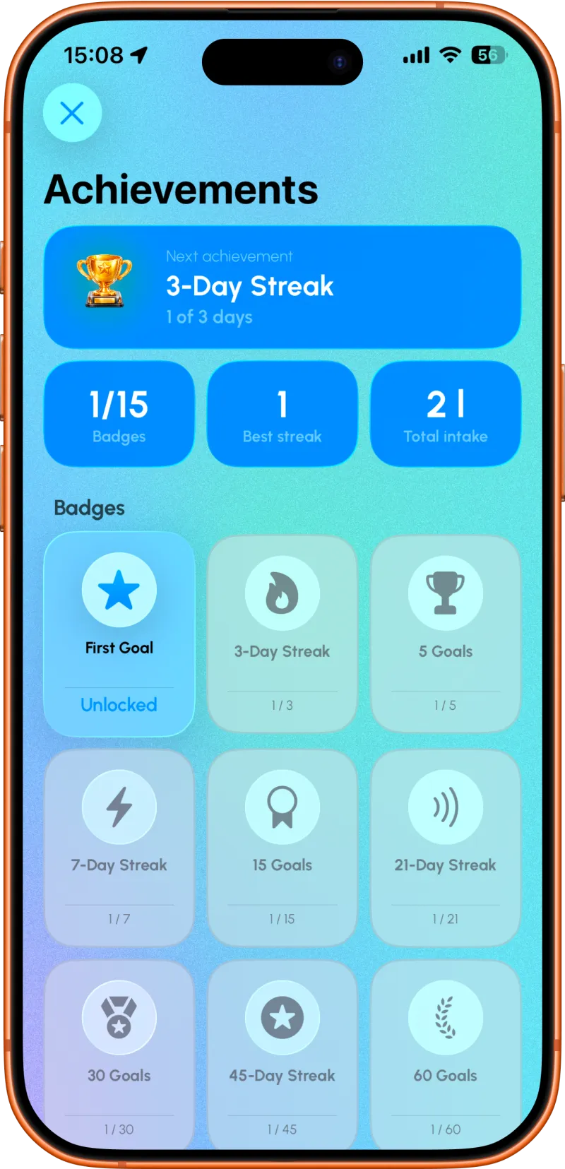 Achievements screen